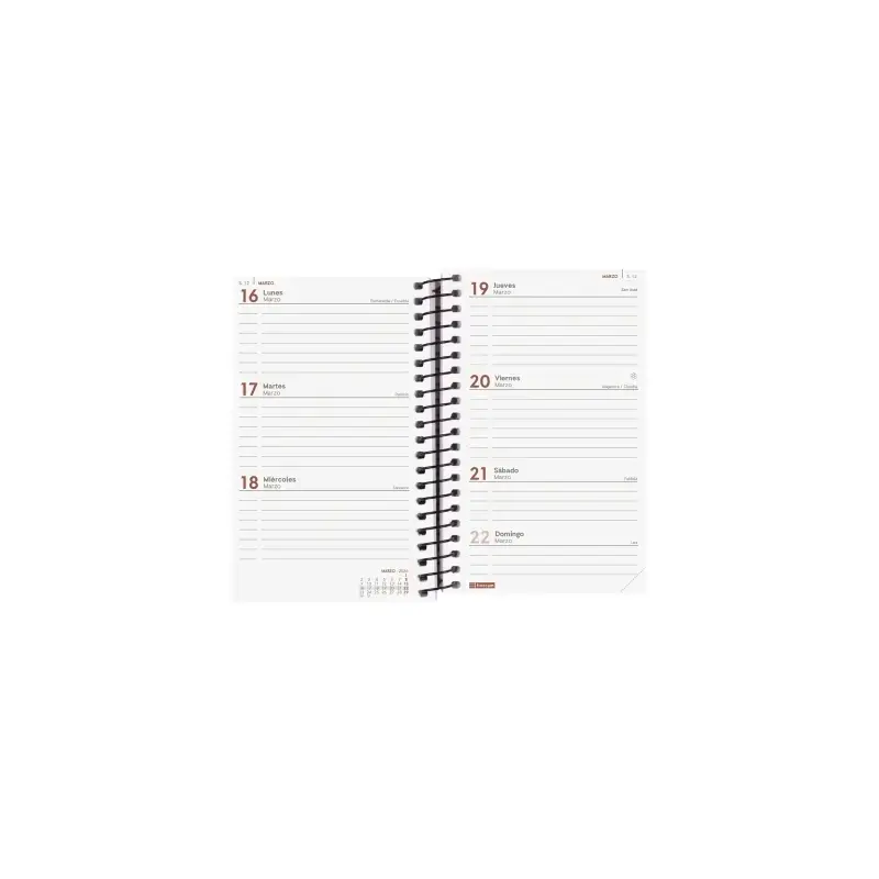 Finocam Opaque Agenda de Espiral - Anual 2026 - Tapa Ligera - Cierre con Goma Elastica - Formato E3 - 85x14x127mm - Semana Vista