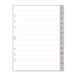 Finocam R1072 Separadores Numerados para Agendas Open - 13 Solapas - Formato 1000 - 166x2x215mm - Papel - Color Blanco | Ahorro