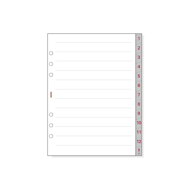 Finocam R1072 Separadores Numerados para Agendas Open - 13 Solapas - Formato 1000 - 166x2x215mm - Papel - Color Blanco | Ahorro