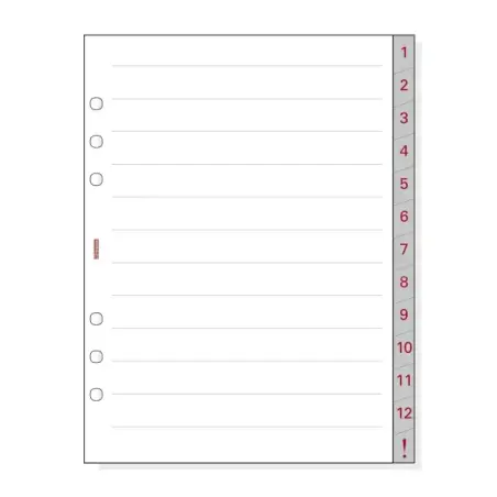 Finocam R1072 Separadores Numerados para Agendas Open - 13 Solapas - Formato 1000 - 166x2x215mm - Papel - Color Blanco | Ahorro
