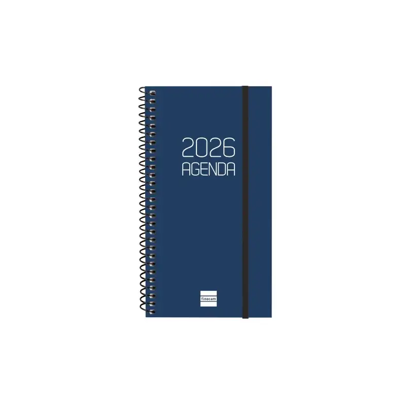 Finocam Opaque Agenda de Espiral - Anual 2026 - Tapa Ligera - Cierre con Goma Elastica - Formato E9 - 100x14x171mm - Semana Vist