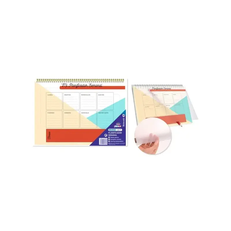 Ingraf Planificador Semanal A4 - Medidas 29x21cm - Espiral con Tapa de Polipropileno - 50 Hojas de 80grs | Ahorro Imprimiendo