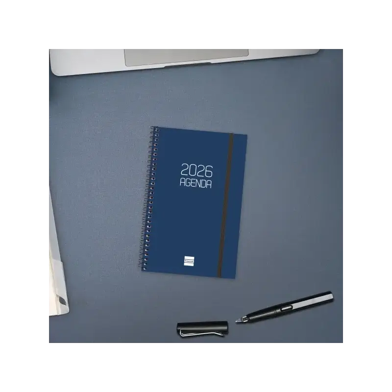 Finocam Opaque Agenda de Espiral - Anual 2026 - Tapa Ligera - Cierre con Goma Elastica - Formato E5 - 125x14x181mm - Semana Vist