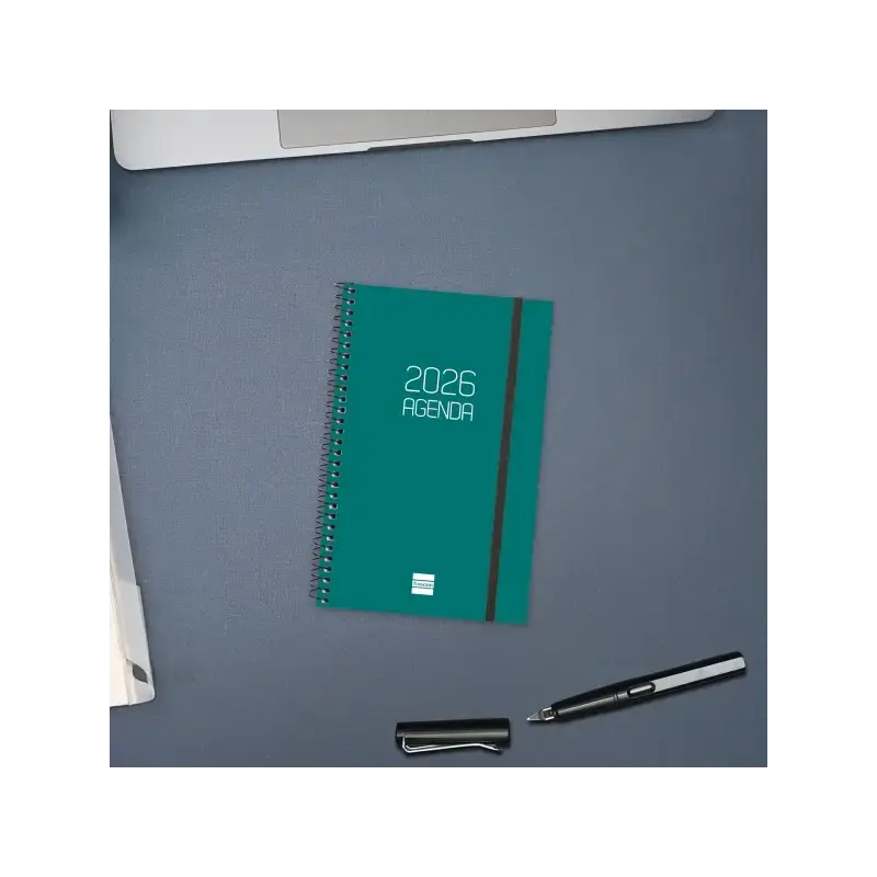 Finocam Opaque Agenda de Espiral - Anual 2026 - Tapa Ligera - Cierre con Goma Elastica - Formato E5 - 125x14x181mm - Semana Vist