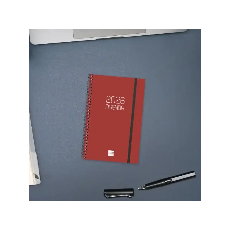 Finocam Opaque Agenda de Espiral - Anual 2026 - Tapa Ligera - Cierre con Goma Elastica - Formato E5 - 125x14x181mm - Semana Vist