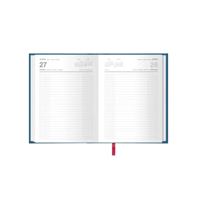 Dohe Dietario Anual Cuarto - Dia Pagina - Fabricado en Geltex con Carton Contracolado - Tamaño 15x21cm - Colores Surtidos Aleato