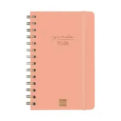 Finocam Alma Agenda - Anual 2026 - con Espiral - Formato E5 - 131x19x190mm - Semana Vista Horizontal - Color Coral | Ahorro Impr