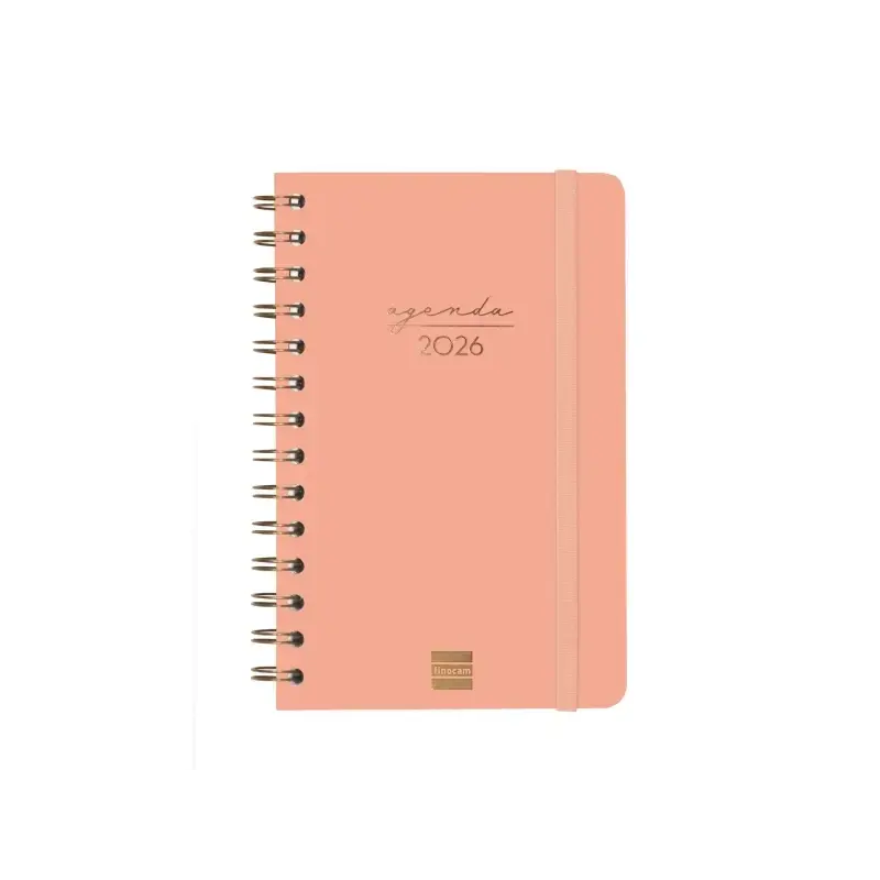 Finocam Alma Agenda - Anual 2026 - con Espiral - Formato E5 - 131x19x190mm - Semana Vista Horizontal - Color Coral | Ahorro Impr