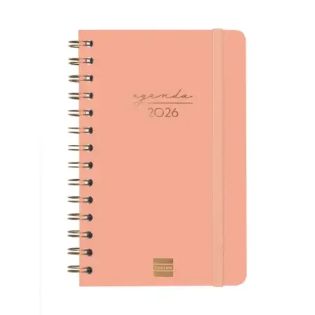 Finocam Alma Agenda - Anual 2026 - con Espiral - Formato E5 - 131x19x190mm - Semana Vista Horizontal - Color Coral | Ahorro Impr