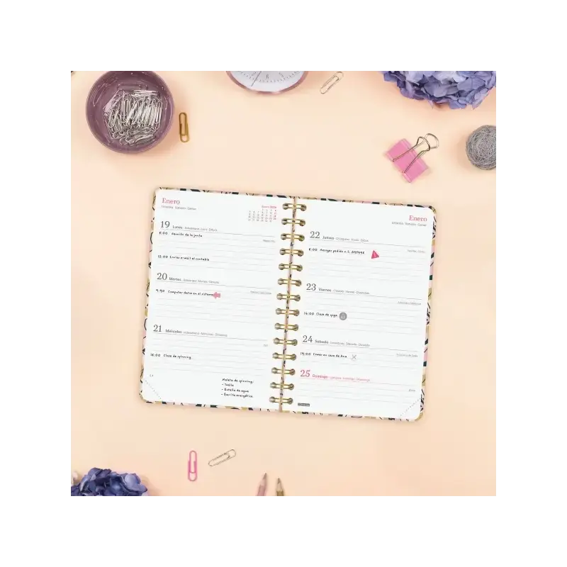 Finocam You Agenda de Espiral - Anual 2026 - Planificador - Cierre de Goma - Formato E5 - 131x19x190mm - Semana Vista Horizontal