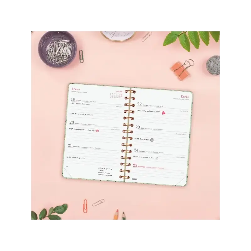 Finocam You Agenda de Espiral - Anual 2026 - Planificador - Cierre de Goma - Formato E5 - 131x19x190mm - Semana Vista Horizontal