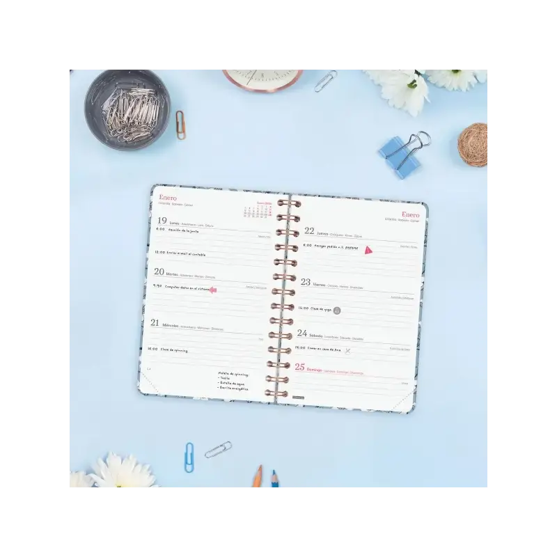 Finocam You Agenda de Espiral - Anual 2026 - Planificador - Cierre de Goma - Formato E5 - 131x19x190mm - Semana Vista Horizontal
