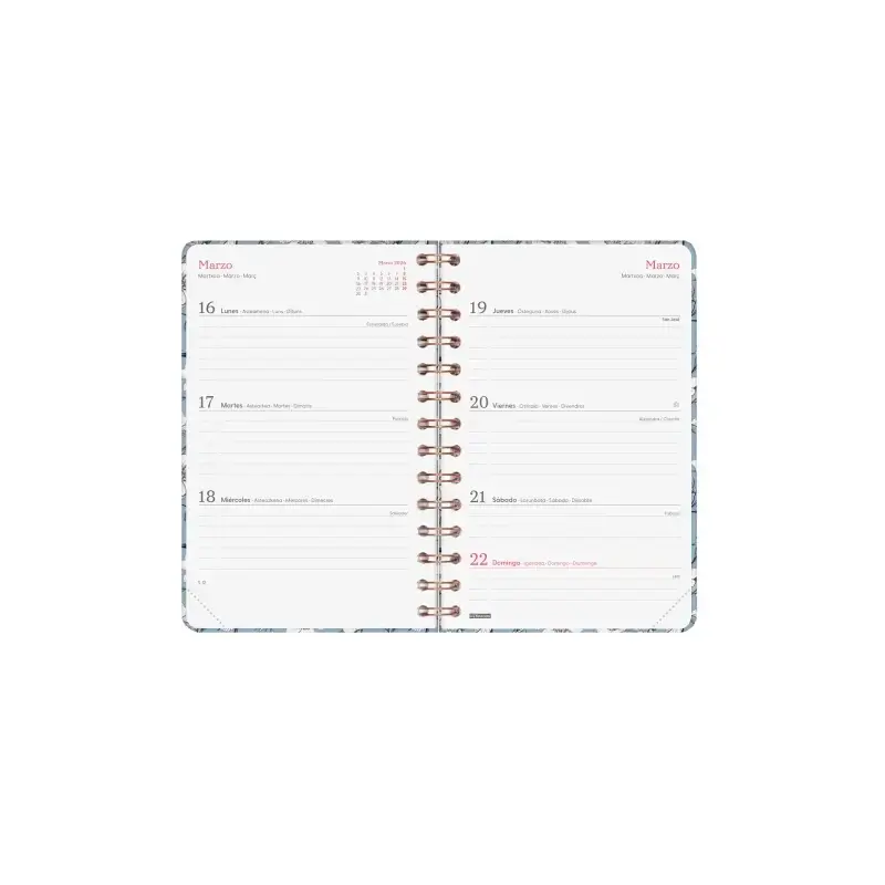 Finocam You Agenda de Espiral - Anual 2026 - Planificador - Cierre de Goma - Formato E5 - 131x19x190mm - Semana Vista Horizontal
