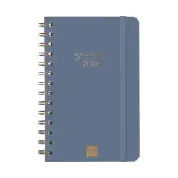 Finocam Alma Agenda - Anual 2026 - con Espiral - Formato E5 - 131x19x190mm - Semana Vista Horizontal - Color Azul | Ahorro Impri