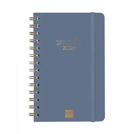 Finocam Alma Agenda - Anual 2026 - con Espiral - Formato E5 - 131x19x190mm - Semana Vista Horizontal - Color Azul | Ahorro Impri