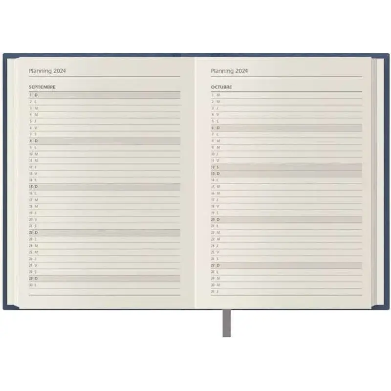 Dohe Lausana Agenda Anual - Dia Pagina - Cubierta en Polipiel - Sabado y Domingo misma Pagina - Tamaño 14x20cm - Color Azul | Ah