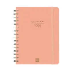 Finocam Alma Agenda - Anual 2026 - con Espiral - Formato E10 - 172x19x220mm - Semana Vista Horizontal - Color Coral | Ahorro Imp