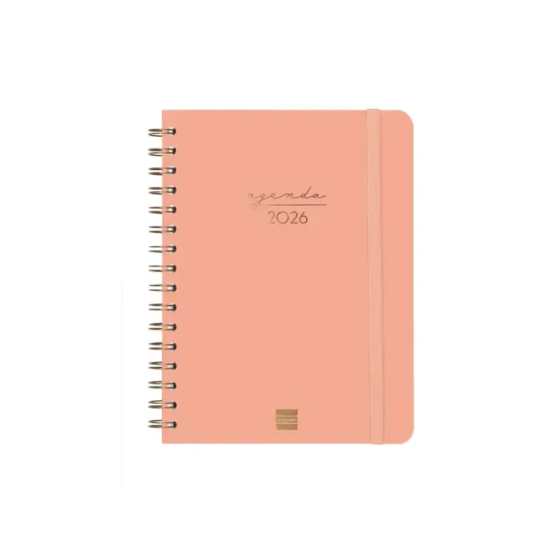 Finocam Alma Agenda - Anual 2026 - con Espiral - Formato E10 - 172x19x220mm - Semana Vista Horizontal - Color Coral | Ahorro Imp