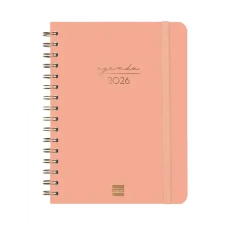 Finocam Alma Agenda - Anual 2026 - con Espiral - Formato E10 - 172x19x220mm - Semana Vista Horizontal - Color Coral | Ahorro Imp