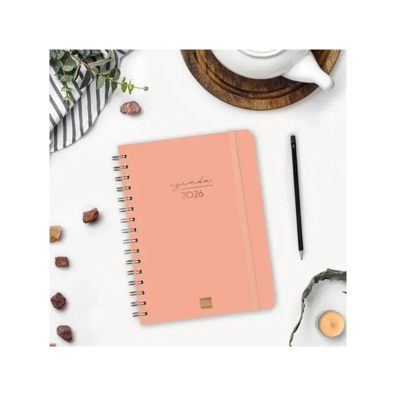Finocam Alma Agenda - Anual 2026 - con Espiral - Formato E10 - 172x19x220mm - Semana Vista Horizontal - Color Coral | Ahorro Imp