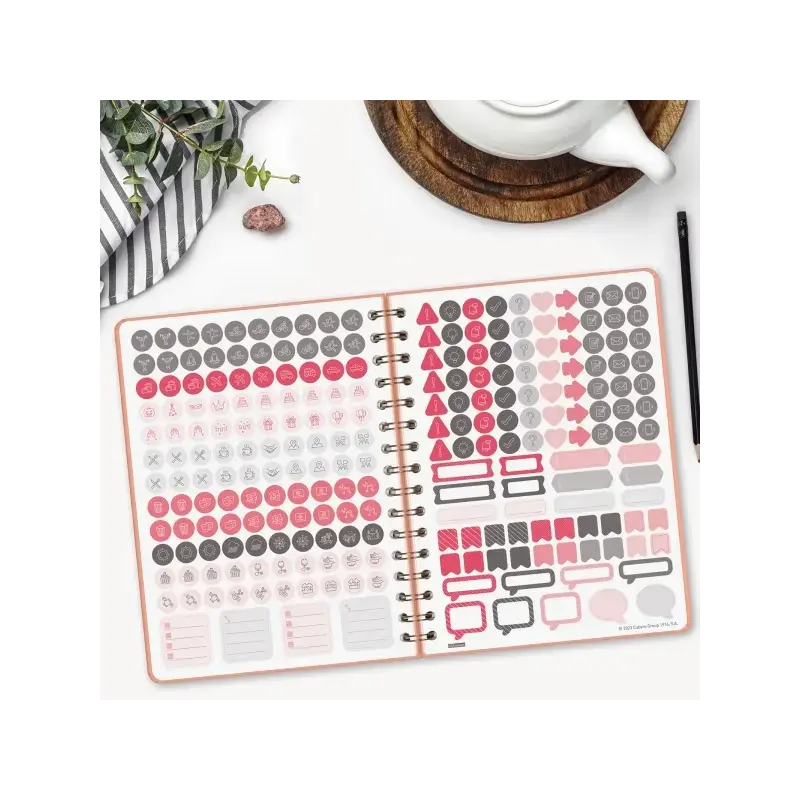 Finocam Alma Agenda - Anual 2026 - con Espiral - Formato E10 - 172x19x220mm - Semana Vista Horizontal - Color Coral | Ahorro Imp