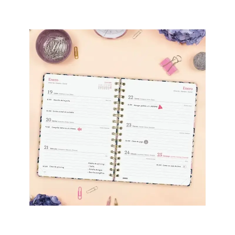 Finocam You Agenda de Espiral - Anual 2026 - Planificador - Cierre de Goma - Formato E10 - 172x19x220mm - Semana Vista Horizonta