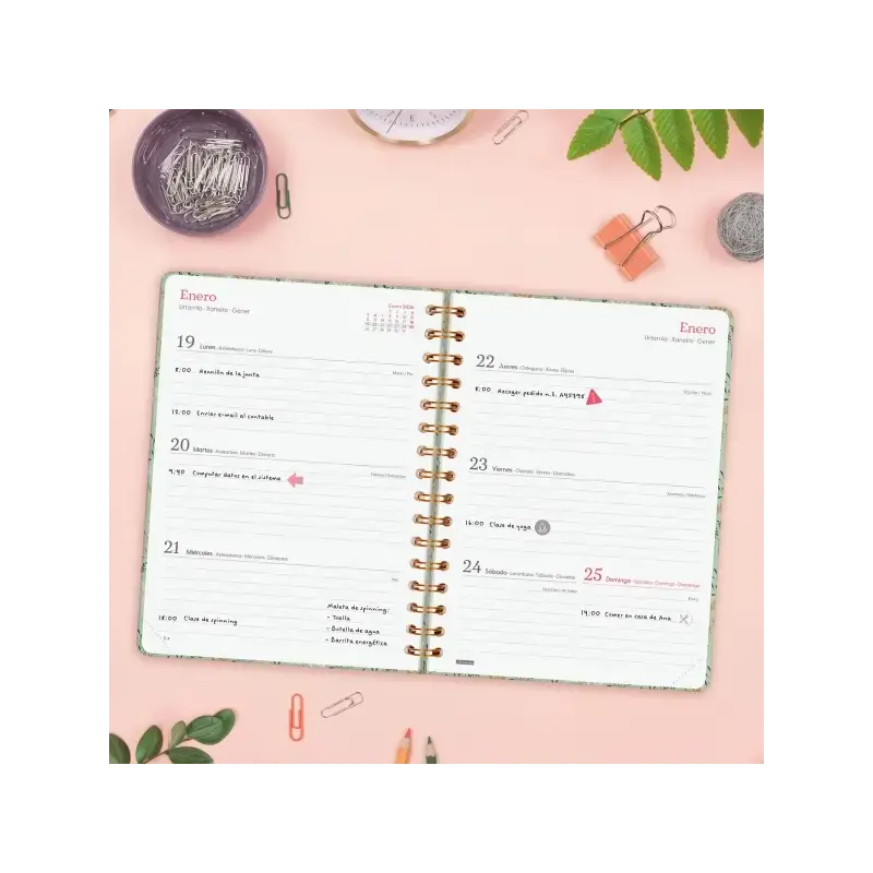 Finocam You Agenda de Espiral - Anual 2026 - Planificador - Cierre de Goma - Formato E10 - 172x19x220mm - Semana Vista Horizonta