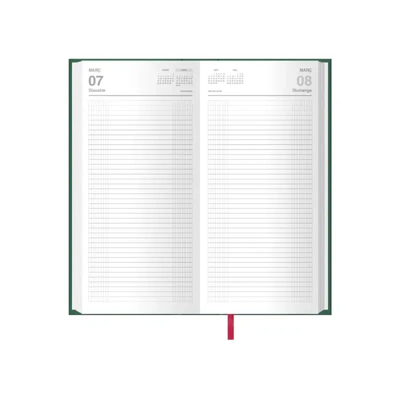 Dohe Dietario Anual Dos Tercios en Catalan - Dia Pagina - Fabricado en Geltex con Carton Contracolado - Tamaño 14.5x31cm - Color