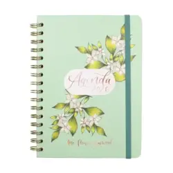 Finocam Flower Journal Agenda de Espiral - Anual 2026 - Tapa Dura - Cierre de Goma - Formato E10 - 155X212mm - Semana Vista Hori