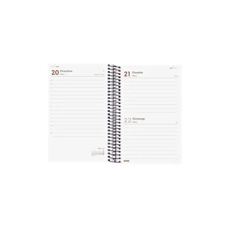 Finocam Opaque Agenda de Espiral - Anual 2026 - Tapa Ligera - Cierre con Goma Elastica - Formato E5 - 1 Dia por Pagina - Color V