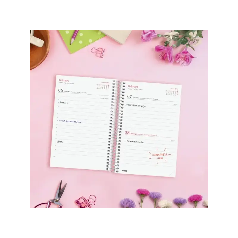 Finocam Design Collection Agenda de Espiral - Anual 2026 - Tapa Ligera - Formato E5 - 132x25x181mm - 1 Dia por Pagina - Tematica