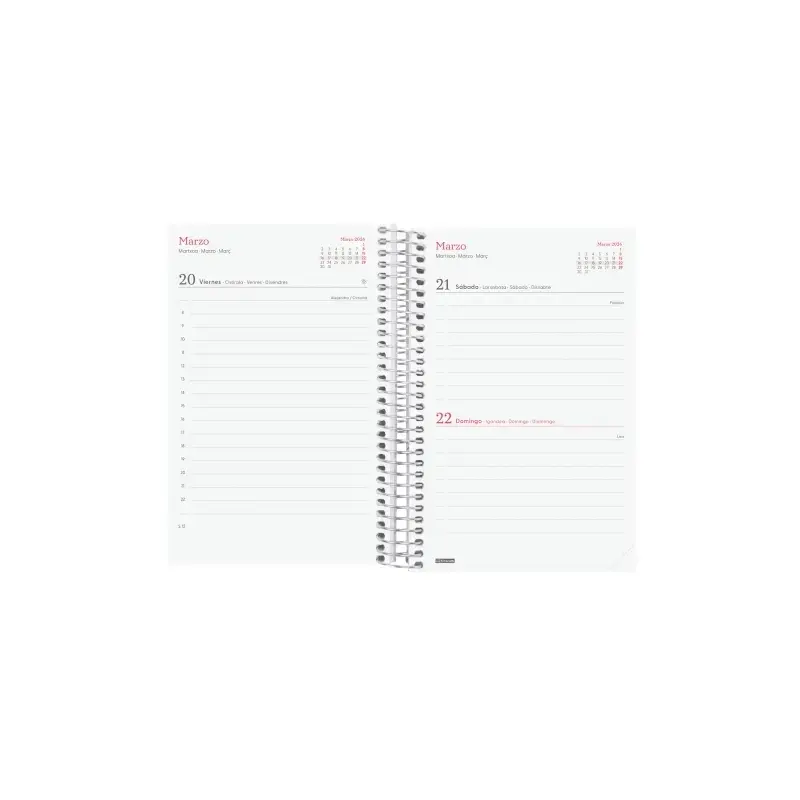 Finocam Design Collection Agenda de Espiral - Anual 2026 - Tapa Ligera - Formato E5 - 132x25x181mm - 1 Dia por Pagina - Tematica
