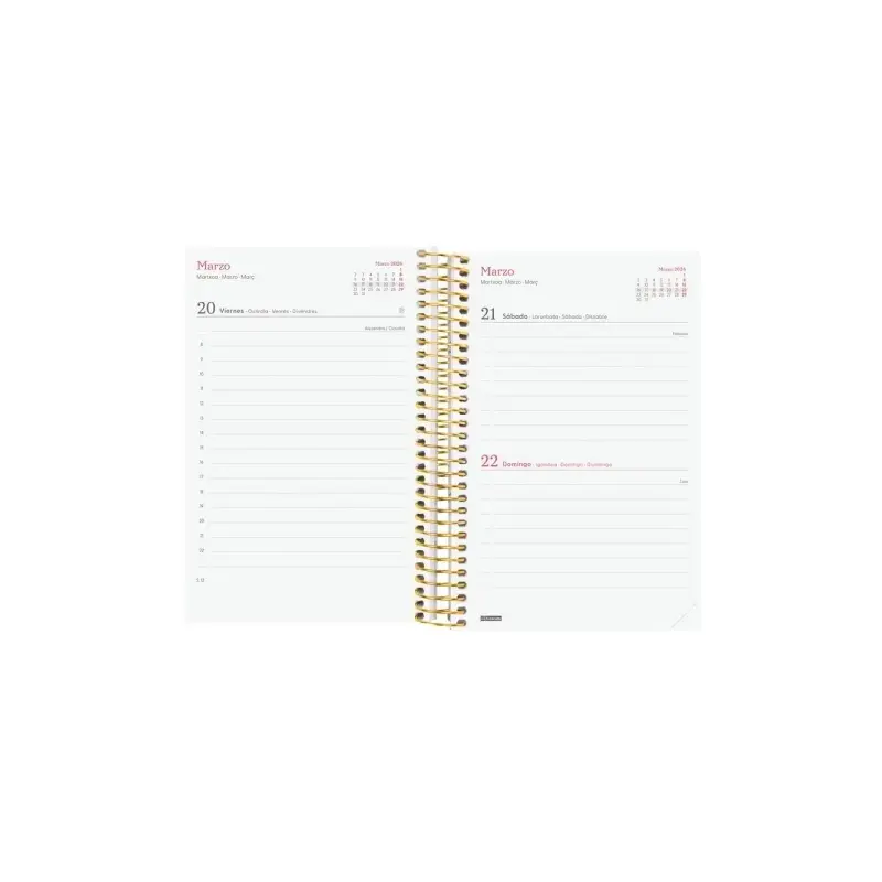 Finocam Design Collection Agenda de Espiral - Anual 2026 - Tapa Ligera - Formato E5 - 132x25x181mm - 1 Dia por Pagina - Color Va