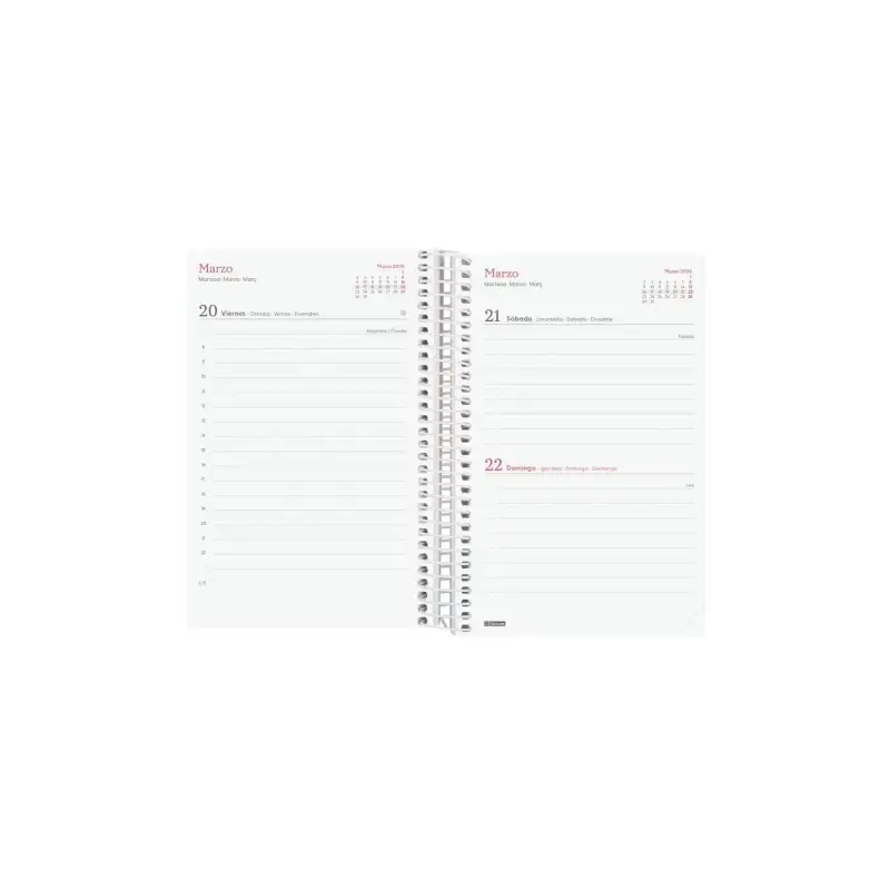 Finocam Design Collection Agenda de Espiral - Anual 2026 - Tapa Ligera - Formato E5 - 132x25x181mm - 1 Dia por Pagina - Tematica