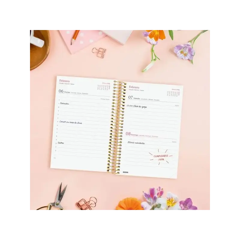 Finocam Design Collection Agenda de Espiral - Anual 2026 - Tapa Ligera - Formato E5 - 132x25x181mm - 1 Dia por Pagina - Tematica