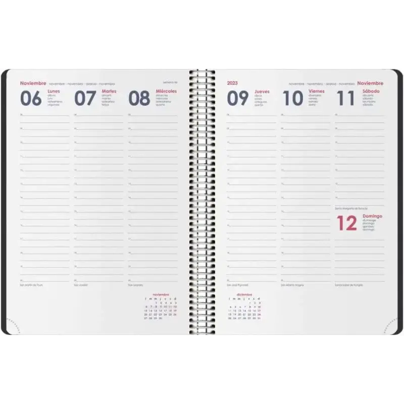 Dohe Syncro Agenda Anual - Semana Vista - Cubierta de Plastico - Cierre con Goma Elastica - Tamaño 15x21cm - Color Negro | Ahorr