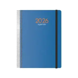 Dohe Syncro Agenda Anual - Semana Vista - Cubierta de Plastico - Cierre con Goma Elastica - Tamaño 15x21cm - Color Azul | Ahorro
