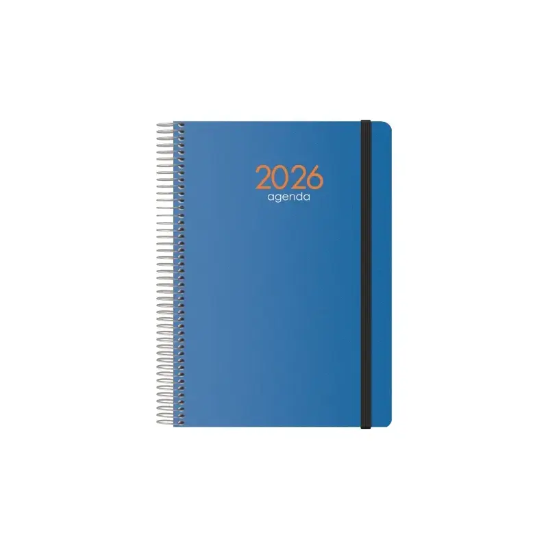 Dohe Syncro Agenda Anual - Semana Vista - Cubierta de Plastico - Cierre con Goma Elastica - Tamaño 15x21cm - Color Azul | Ahorro