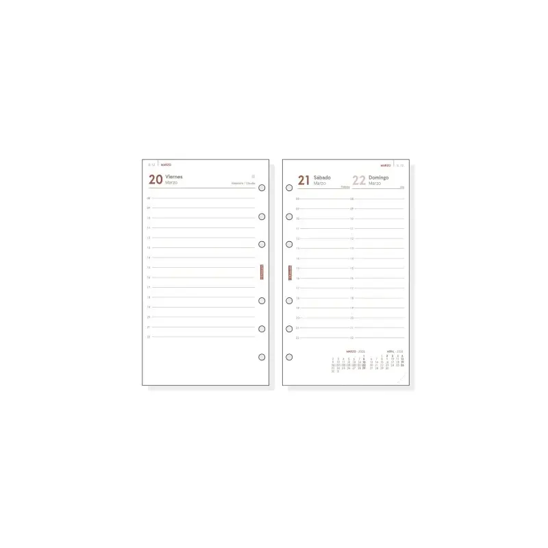 Finocam R498 Recambio Anual 2026 para Agendas Open 2026 - Formato 400 - 91x16x152mm - 1 Dia por Pagina - Color Blanco | Ahorro I