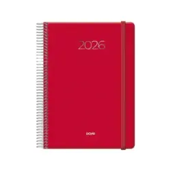 Dohe Denver Agenda Anual - Dia Pagina - Sabado y Domingo misma Pagina - Cierre con Goma Elastica - Tamaño 15x21cm - Color Rojo |