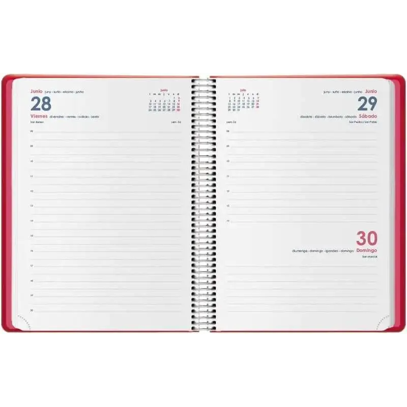 Dohe Denver Agenda Anual - Dia Pagina - Sabado y Domingo misma Pagina - Cierre con Goma Elastica - Tamaño 15x21cm - Color Rojo |