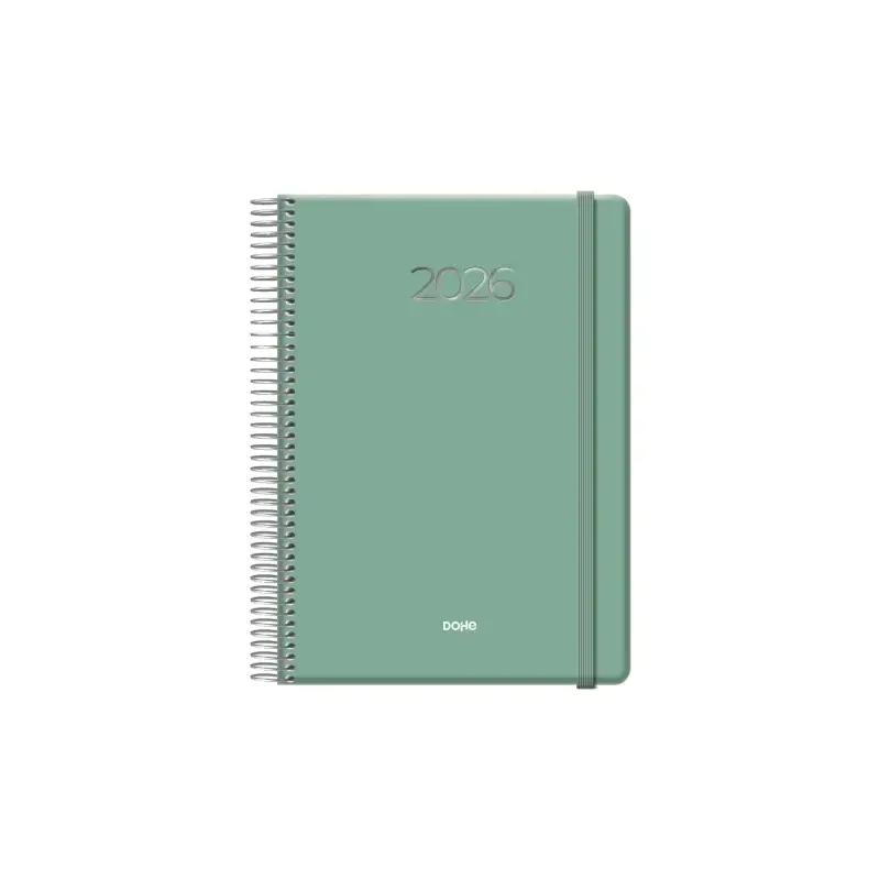 Dohe Denver Agenda Anual - Dia Pagina - Sabado y Domingo misma Pagina - Cierre con Goma Elastica - Tamaño 15x21cm - Color Verde