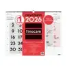 Finocam Calendario de Pared - Anual 2026 - Espacio para Escribir - Formato XL - 540x5x430mm - Numeros Grandes - Color Blanco y R