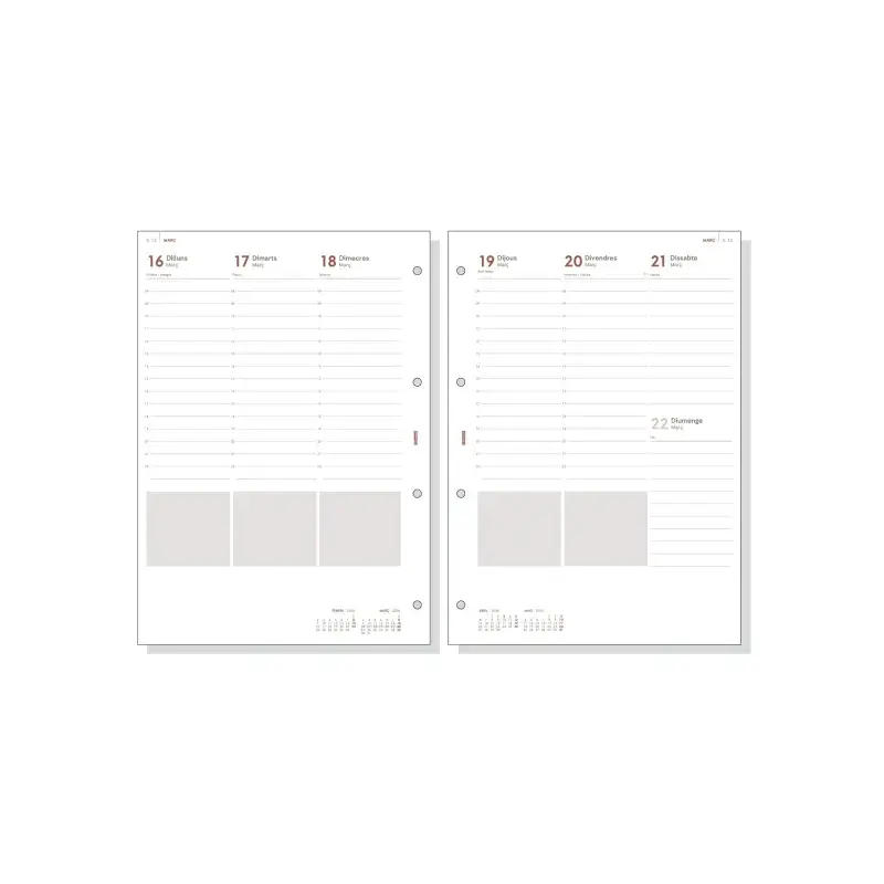 Finocam R4099C Recambio Anual 2026 para Agendas Open 2026 en Catalan - Formato A4 - 210x6x297mm - Semana Vista en Vertical - Col