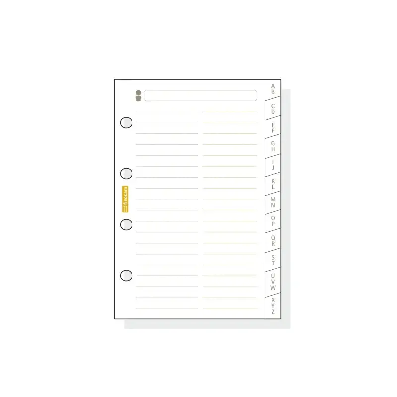 Finocam C175 Indice Alfabetico para Agendas Classic - 12 Solapas - Formato 601 - 56x89x3mm - Cartulina - Color Blanco | Ahorro I