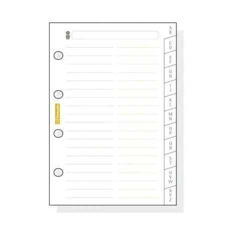 Finocam C175 Indice Alfabetico para Agendas Classic - 12 Solapas - Formato 601 - 56x89x3mm - Cartulina - Color Blanco | Ahorro I