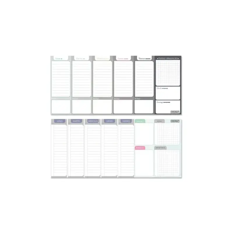 Ingraf Planificador Semanal Encolado - Medidas 29x13cm | Ahorro Imprimiendo