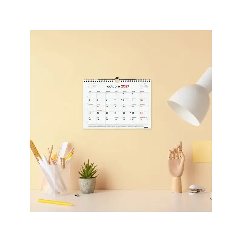 Finocam Neutro Calendario de Pared - 16 Meses - Mes Vista - Formato S - 210x150mm - Espiral Doble Metalica - Papel de 120g/m2 -