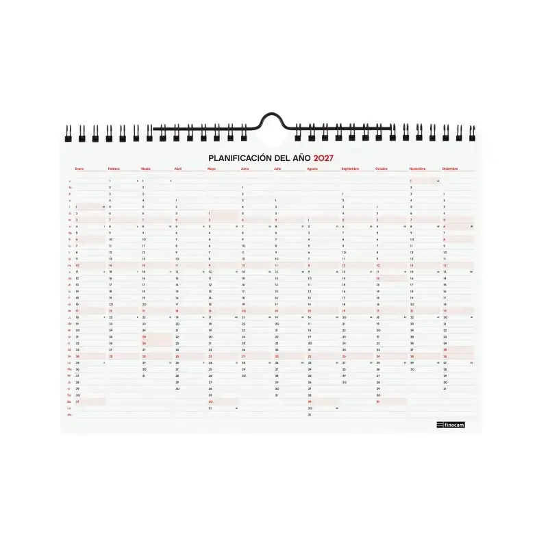 Finocam Neutro Calendario de Pared - 16 Meses - Mes Vista - Formato S - 210x150mm - Espiral Doble Metalica - Papel de 120g/m2 -