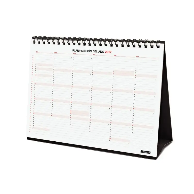 Finocam Neutro Calendario de Sobremesa - 16 Meses - Mes Vista - Formato S - 210x150mm - Espiral Doble Metalica - Papel de 120g/m